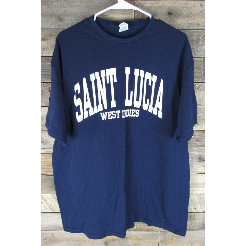 Delta Pro Weight Men's T-Shirt Navy Sz XL Cotton Saint Lucia Print